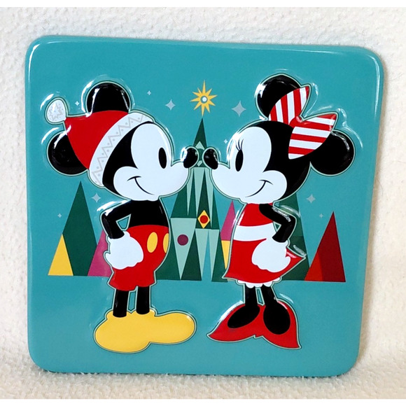 2018 Disney Parks Mickey Mouse & Minnie Holiday Cheer Christmas Ceramic Trivet - Picture 1 of 9